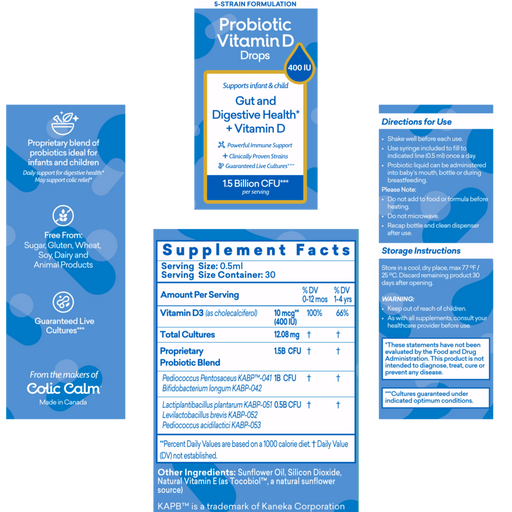 Probiotic+D3 Drops from Colic Calm - Baby, Toddler, Child, 15ml - ColicCalm NZ