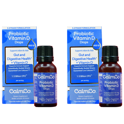 Two Bottles of CalmCo Probiotic + D3 - Advanced Immune and Digestive Support Formula for Infants and Children