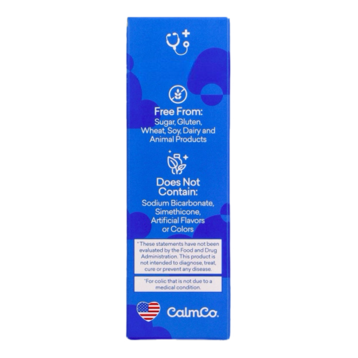 colic calm plus free from dairy, sugar, gluten, soy, animal products, simethicone