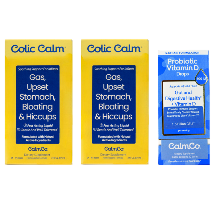 Two Bottles of Colic Calm and One Bottle of Probiotic D3 - Natural Relief and Immune Support for Infants and Children