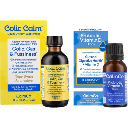 Colic Calm and Baby Probiotic with Vitamin D3 for Infant Gas, Colic Relief, and Immune Support.