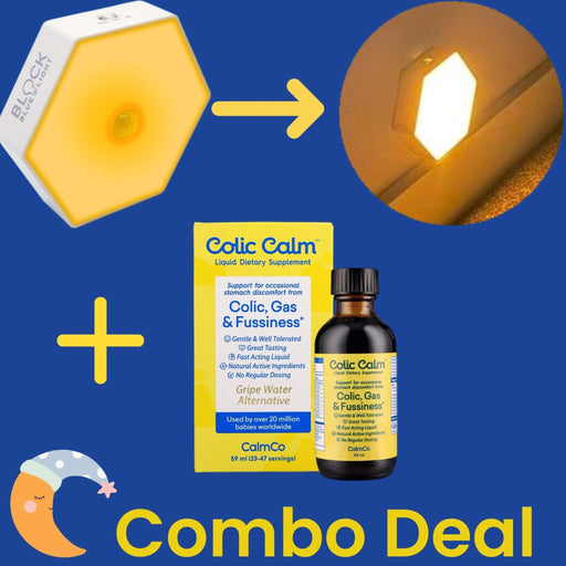 Colic Calm and soft-glow motion night light combo – natural baby supplement and warm, flicker-free bedtime light with magnetic attachment and motion sensor
